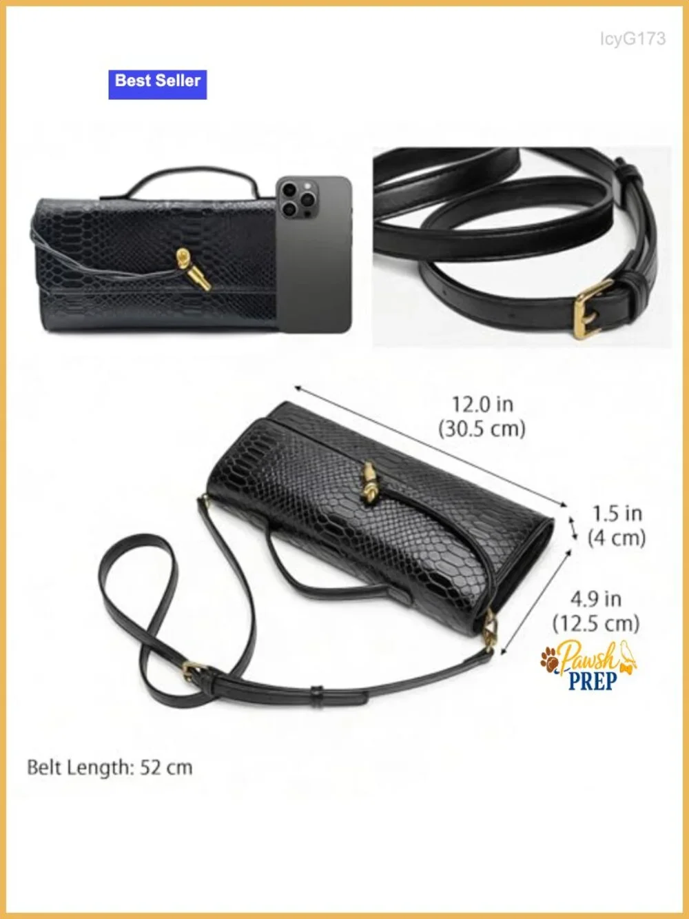 Formal Evening Clutch Crocodile Grain PU Leather Convertible Shoulder Bag